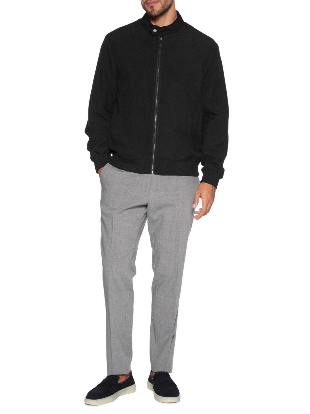 Casaco Masculino Clássico Com Gola Alta Preto '2 Essential