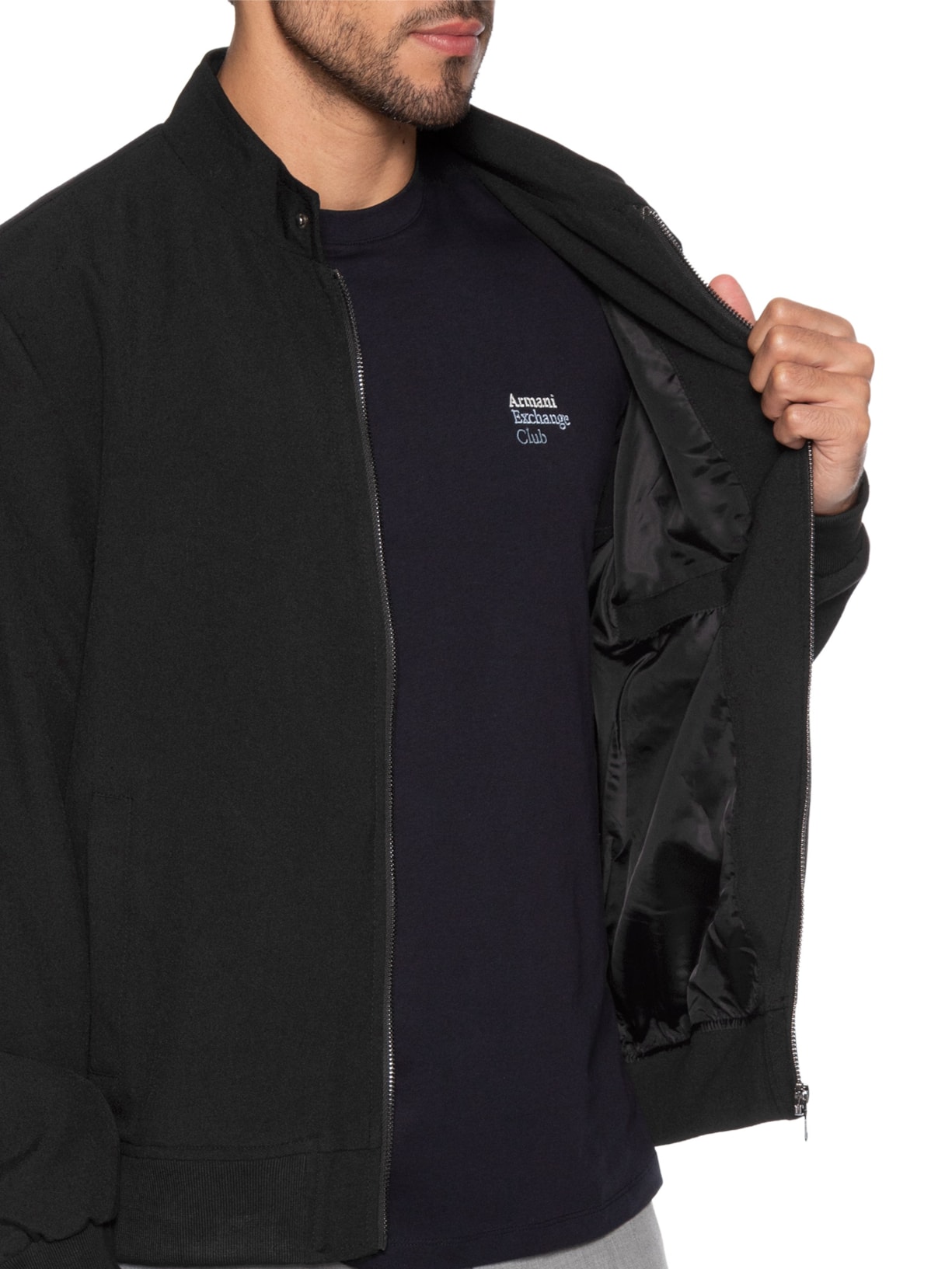 Casaco Masculino Clássico Com Gola Alta Preto '2 Essential