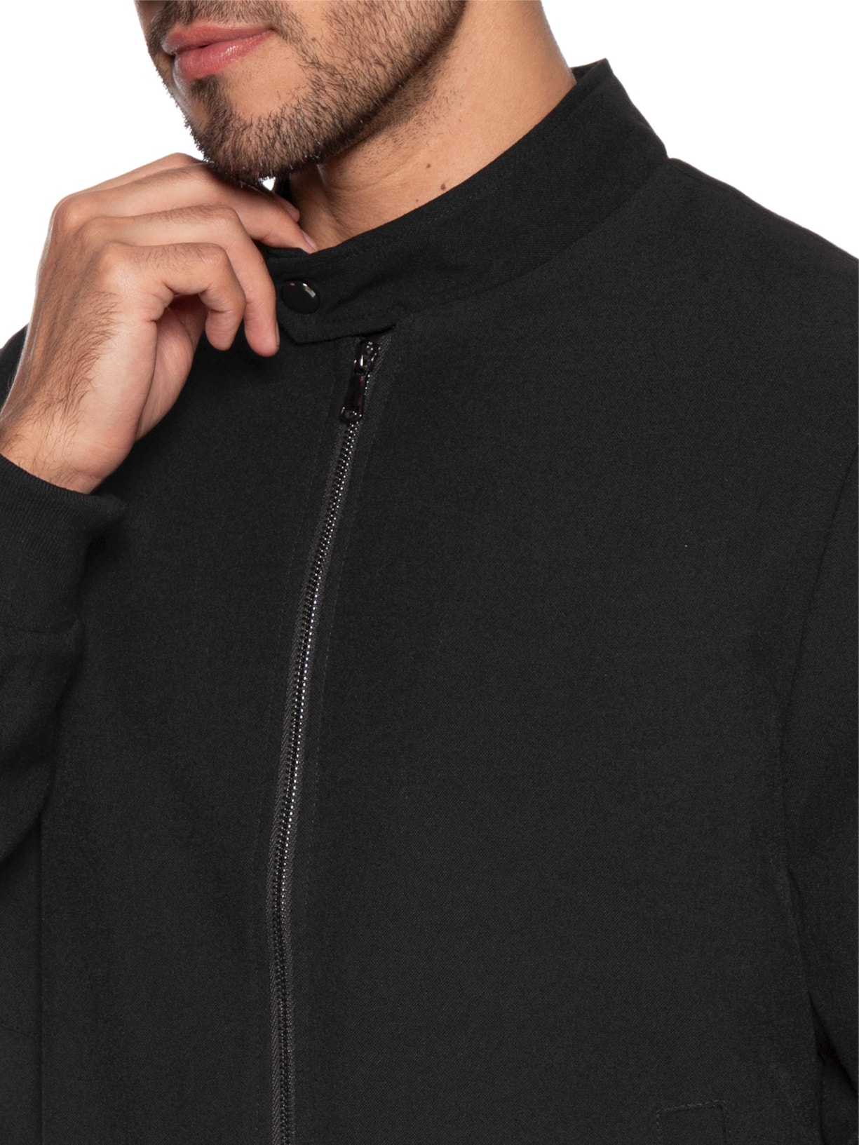Casaco Masculino Clássico Com Gola Alta Preto '2 Essential