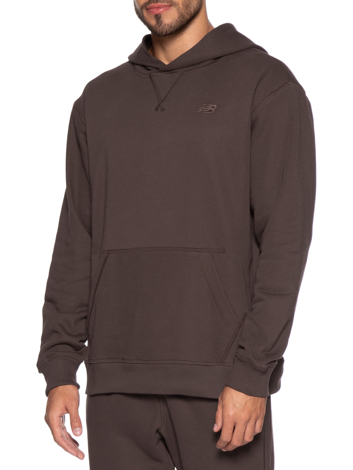 Casaco Masculino Com Capuz Athletics Small Logo Marrom New Balance