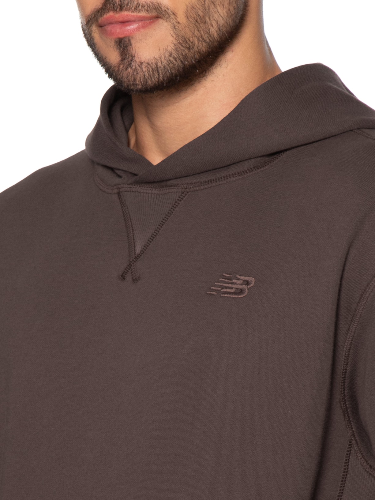Casaco Masculino Com Capuz Athletics Small Logo Marrom New Balance