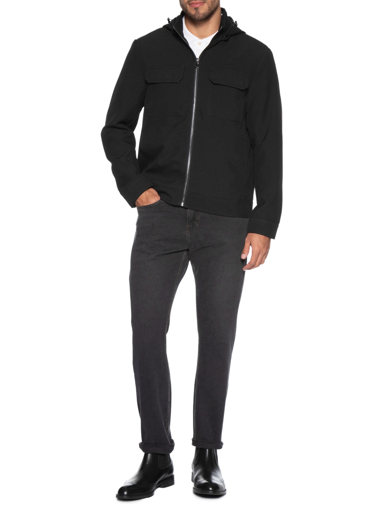 Casaco Masculino Com Capuz Preto '2 Essential