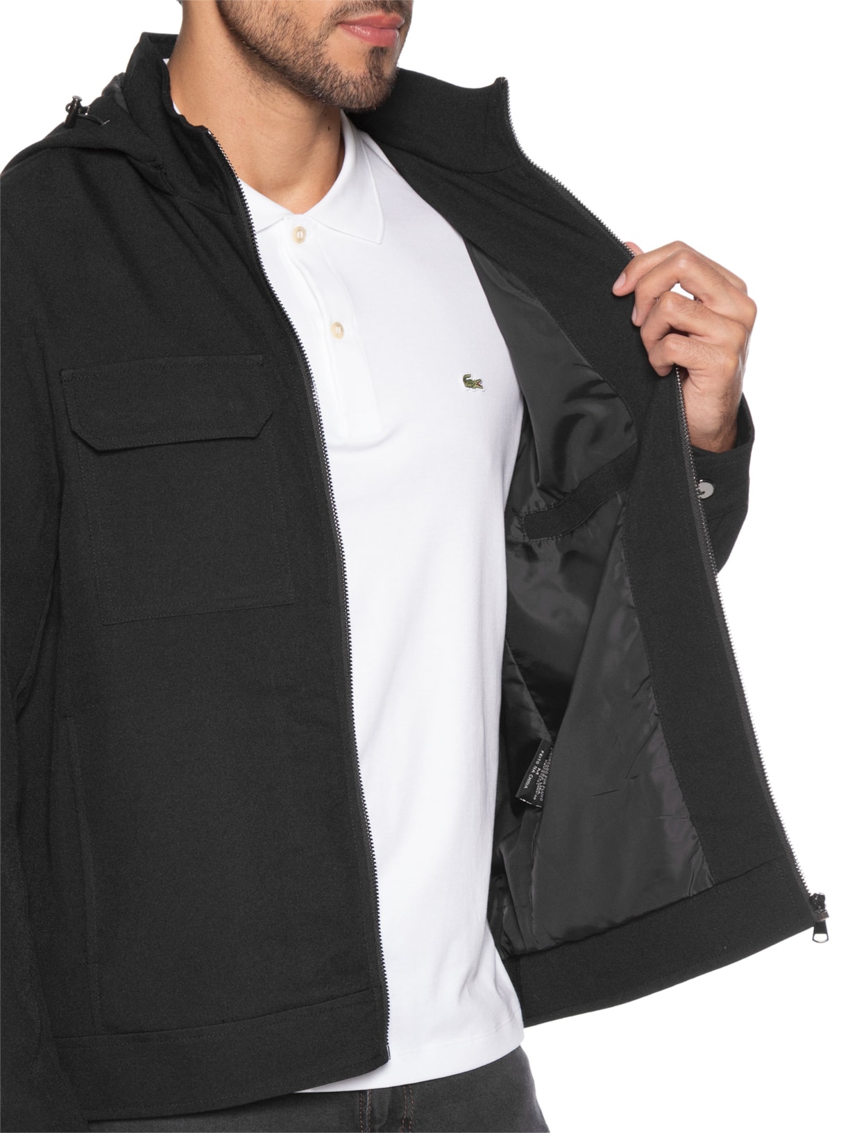 Casaco Masculino Com Capuz Preto '2 Essential
