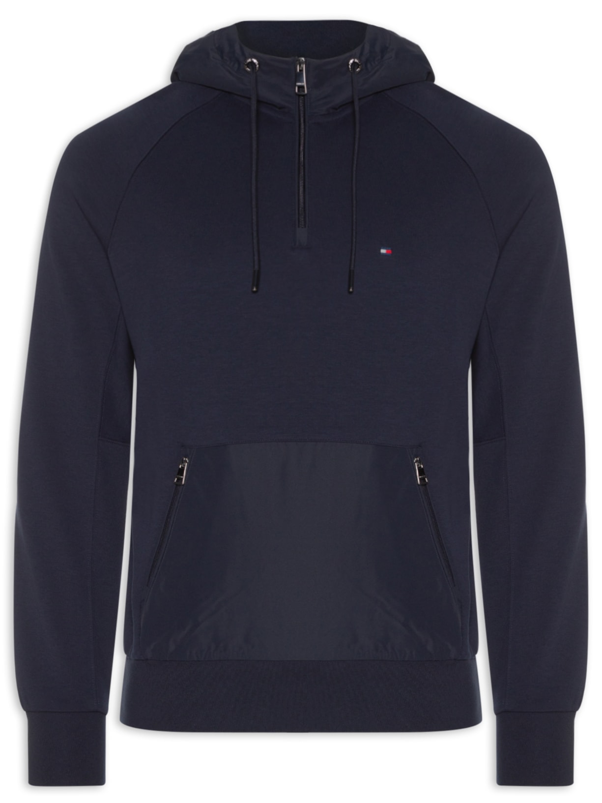Casaco Masculino De Moletom Com Capuz Mix Média Azul Tommy Hilfiger