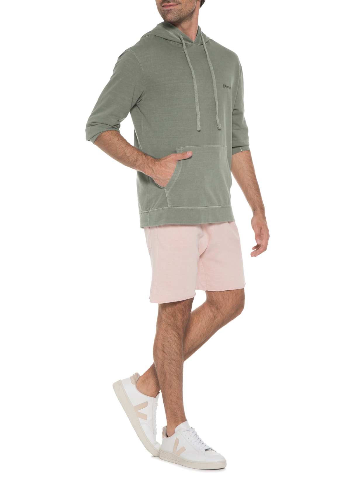 Casaco Masculino De Moletom Estonado Capuz Verde Austral