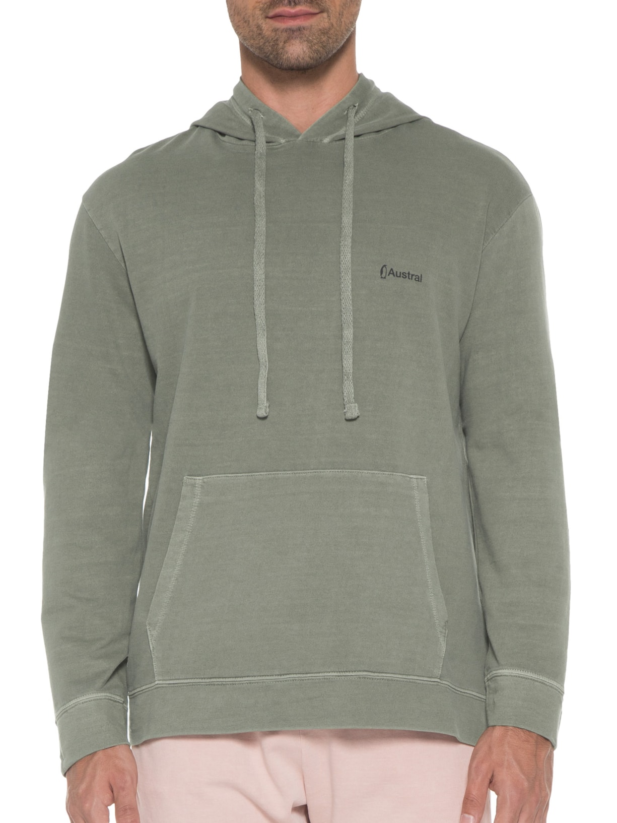 Casaco Masculino De Moletom Estonado Capuz Verde Austral