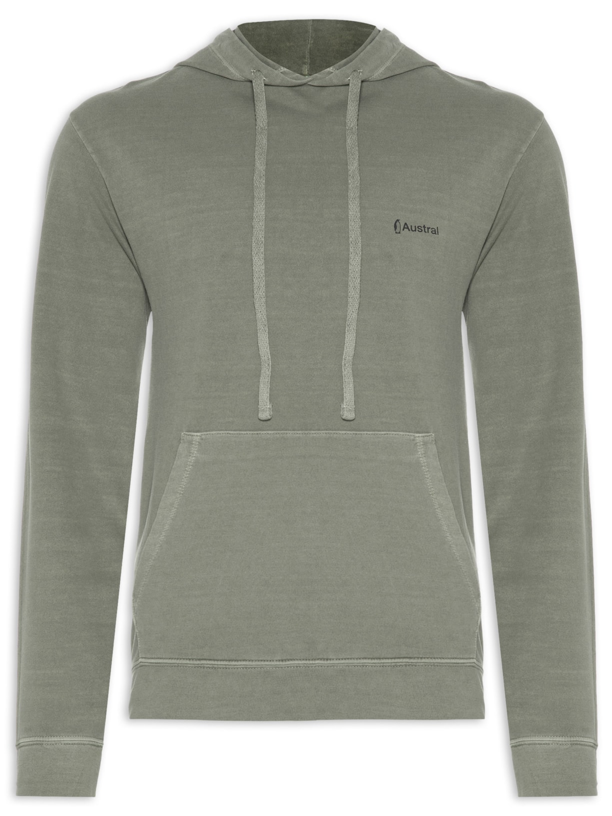 Casaco Masculino De Moletom Estonado Capuz Verde Austral