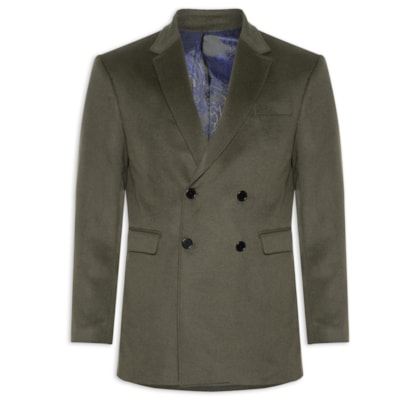 Casaco Masculino Double-Breasted em Lã - Marrom