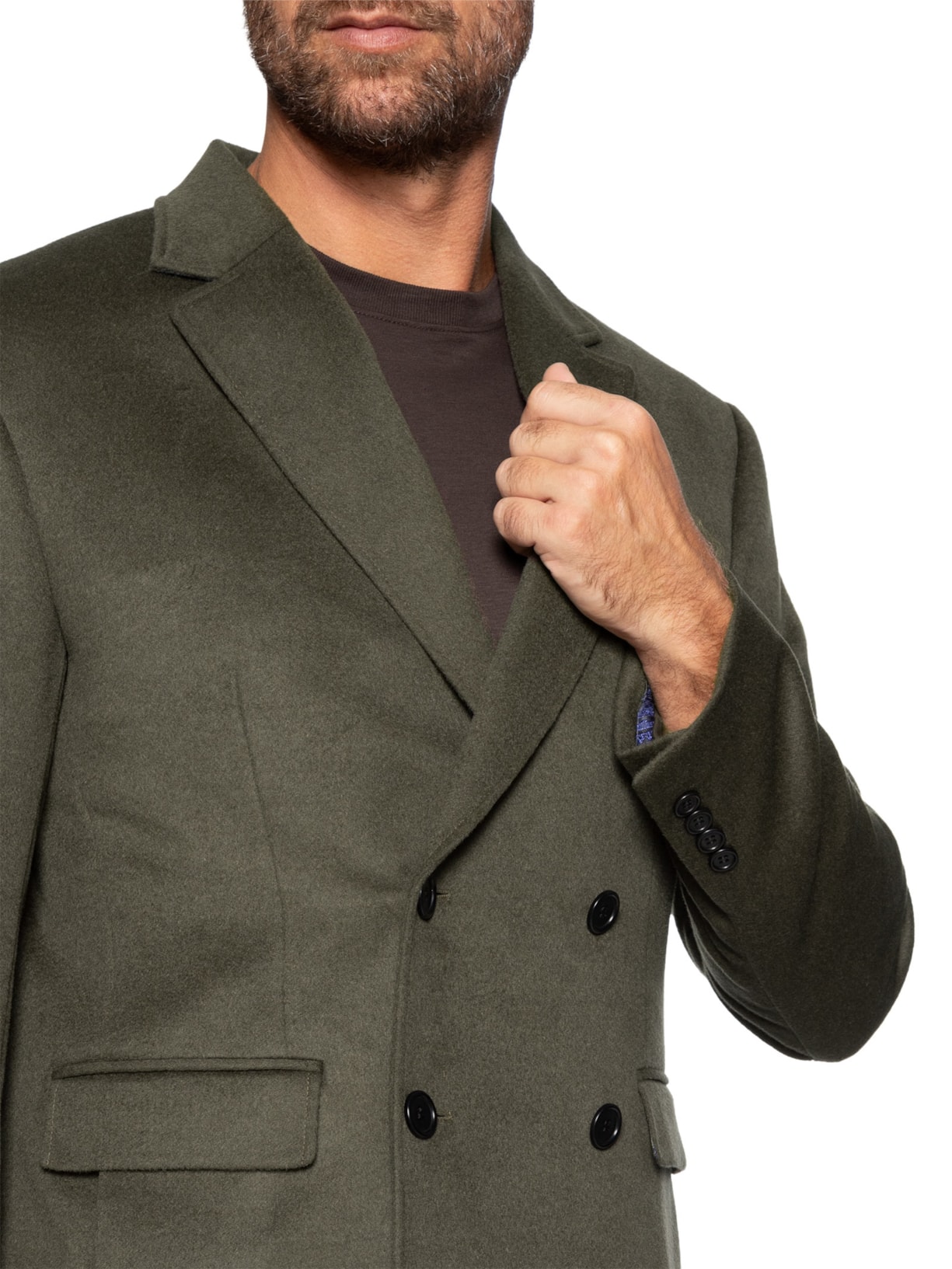 Casaco Masculino Double-Breasted em Lã Marrom Ricardo Almeida