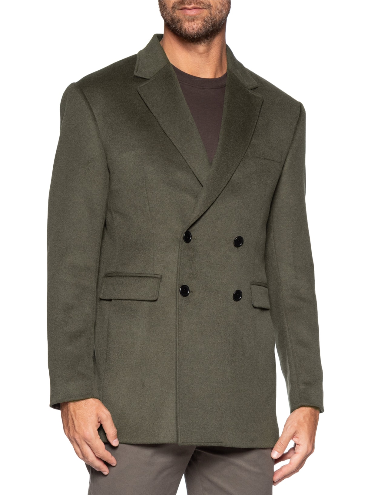 Casaco Masculino Double-Breasted em Lã – Marrom Ricardo Almeida
