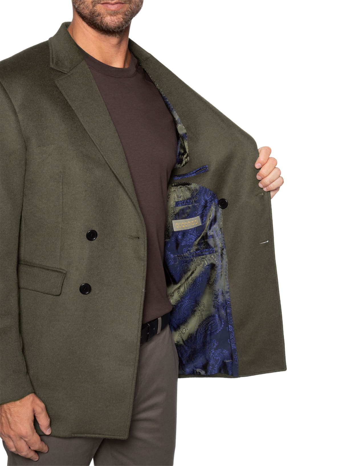 Casaco Masculino Double-Breasted em Lã – Marrom Ricardo Almeida