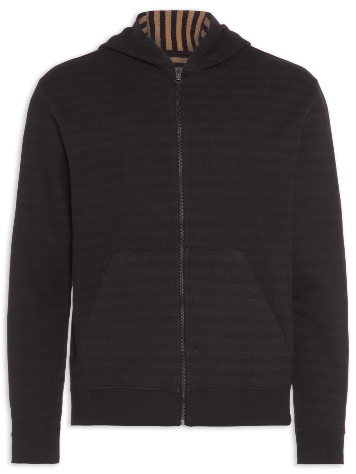 Casaco Masculino Double Stripped Hood Zipper - Preto