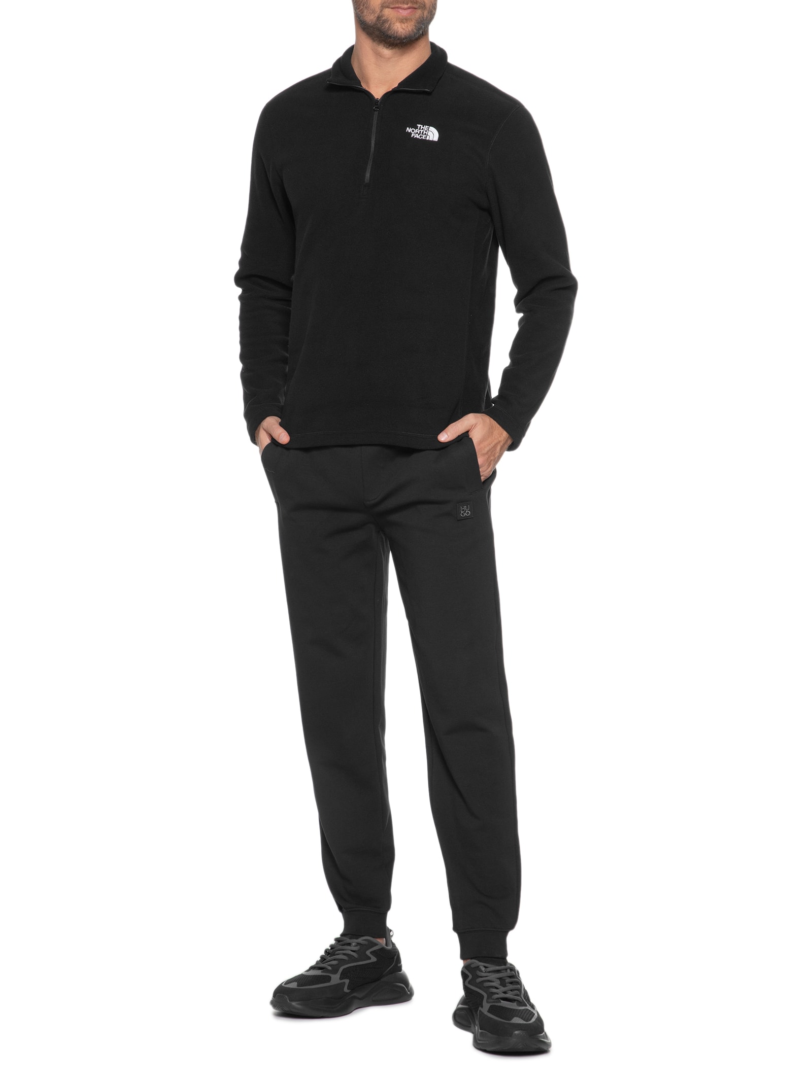 The North Face XL ブラック Casaco Masculino Fleece TKA 100 Glacier 1/4 Zip - The North Face