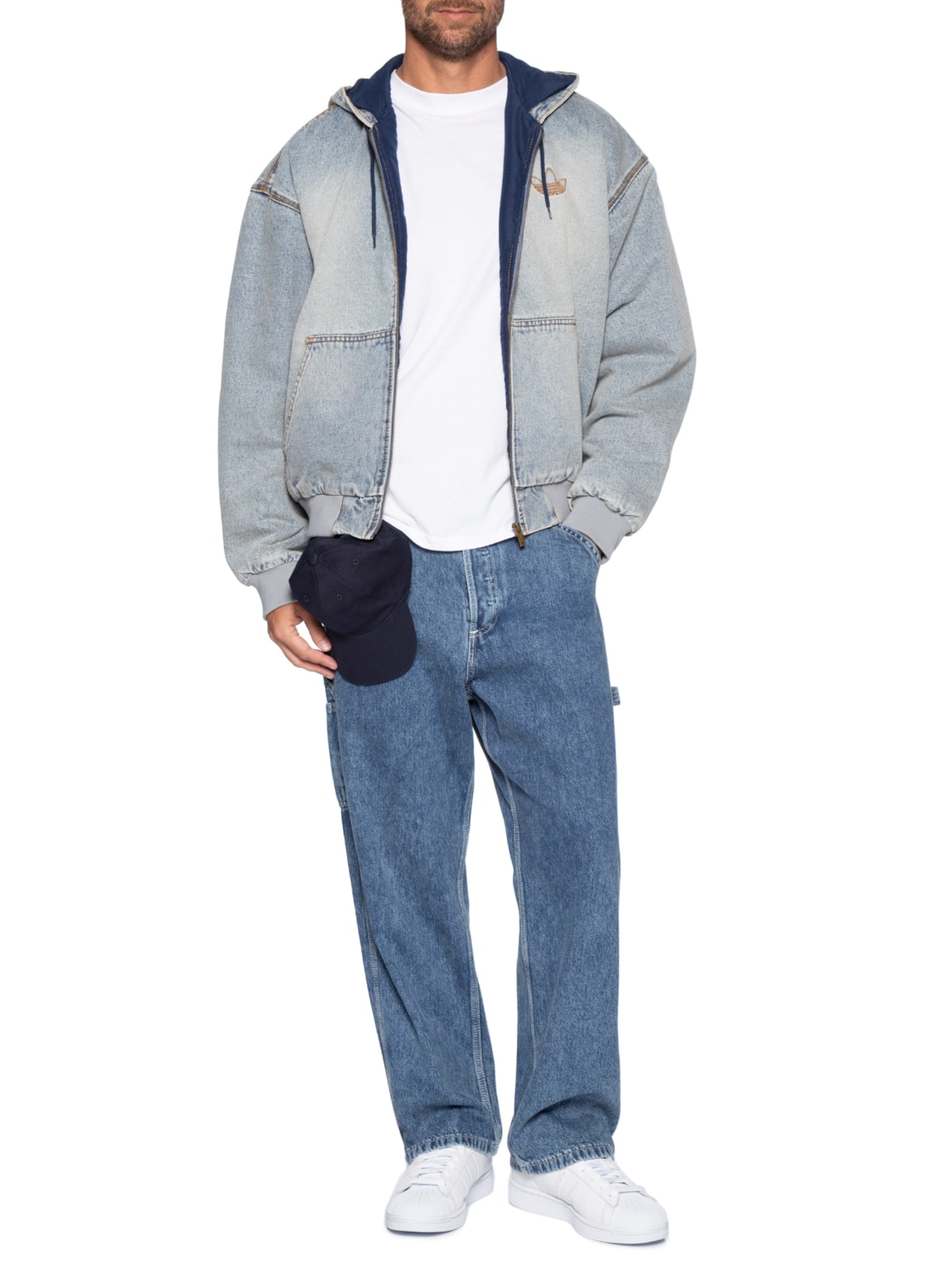 Casaco Masculino Hooded Denim Cinza Adidas Originals