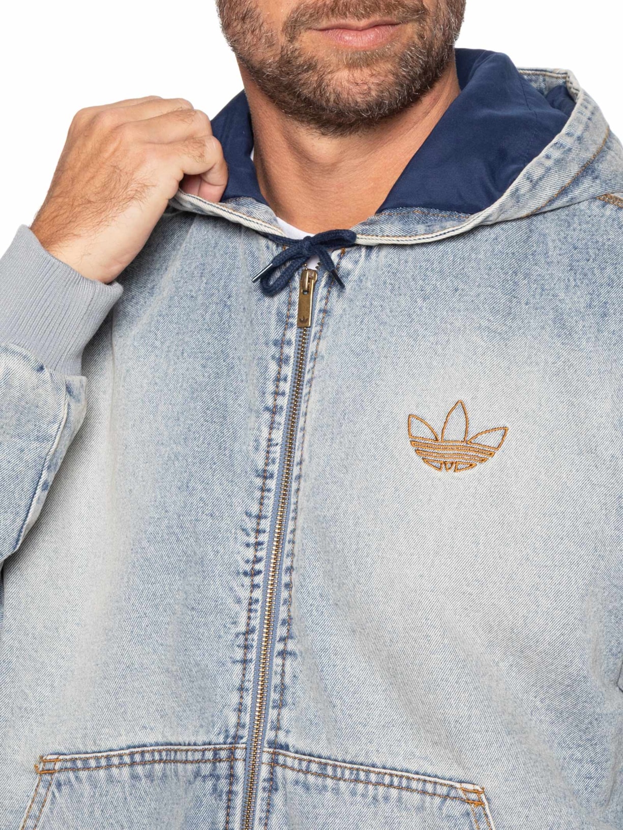 Casaco Masculino Hooded Denim Cinza Adidas Originals