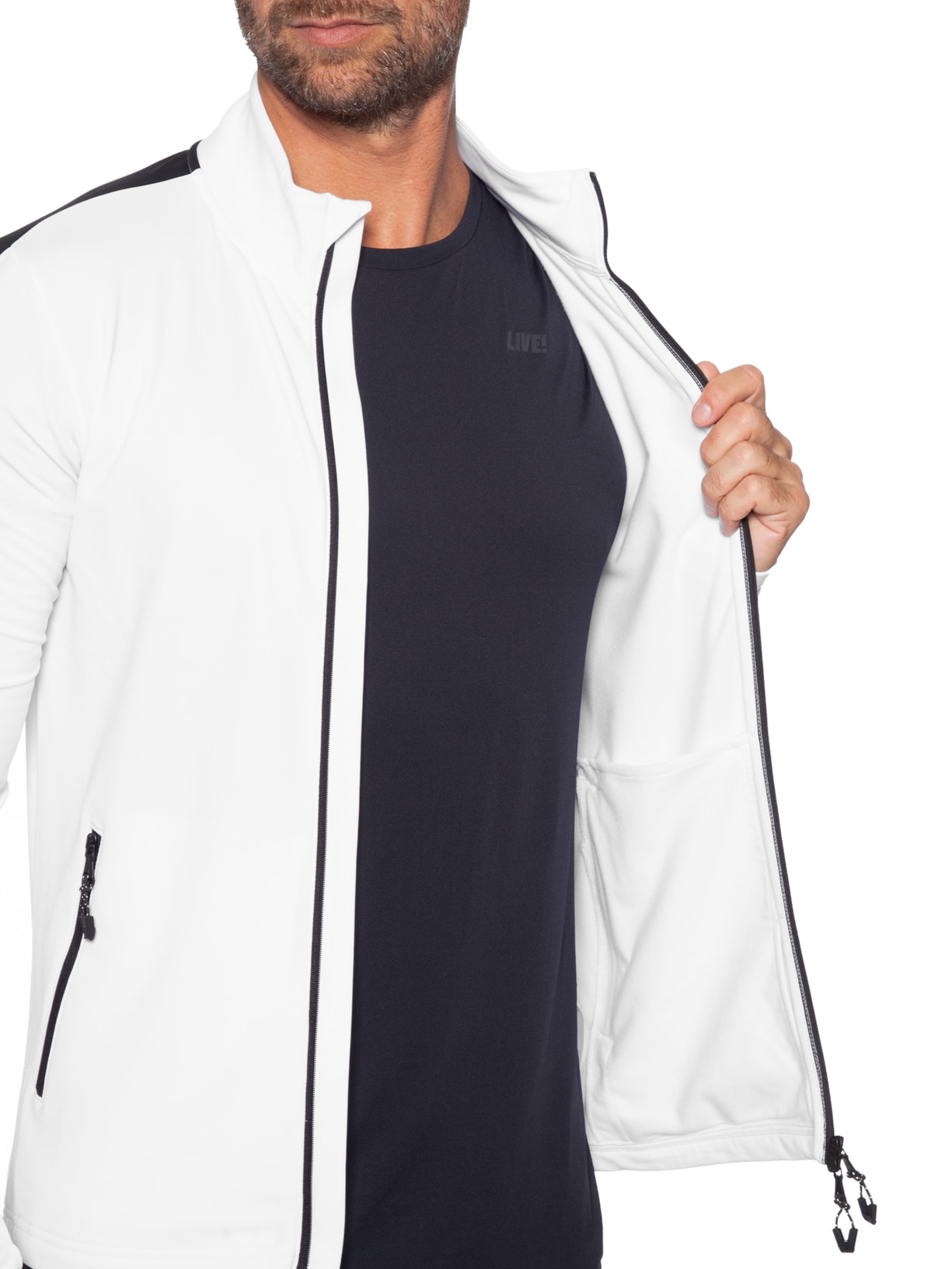 Casaco Masculino Jersey Technical Ski Fleece Branco Ea7 Emporio Armani