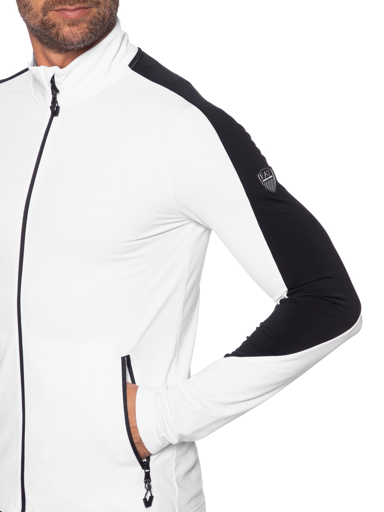 Casaco Masculino Jersey Technical Ski Fleece Branco Ea7 Emporio Armani