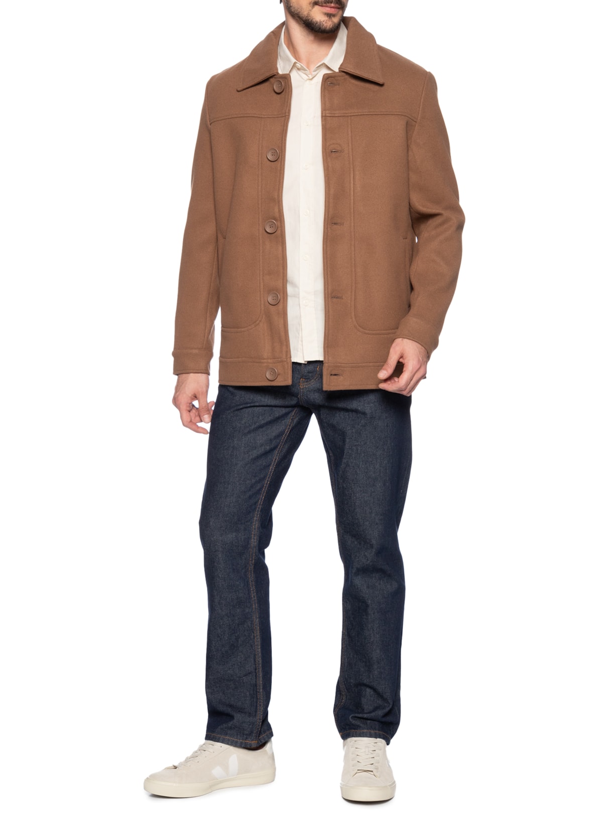 '2 Essential - Casaco Masculino Lã Batida - Bege