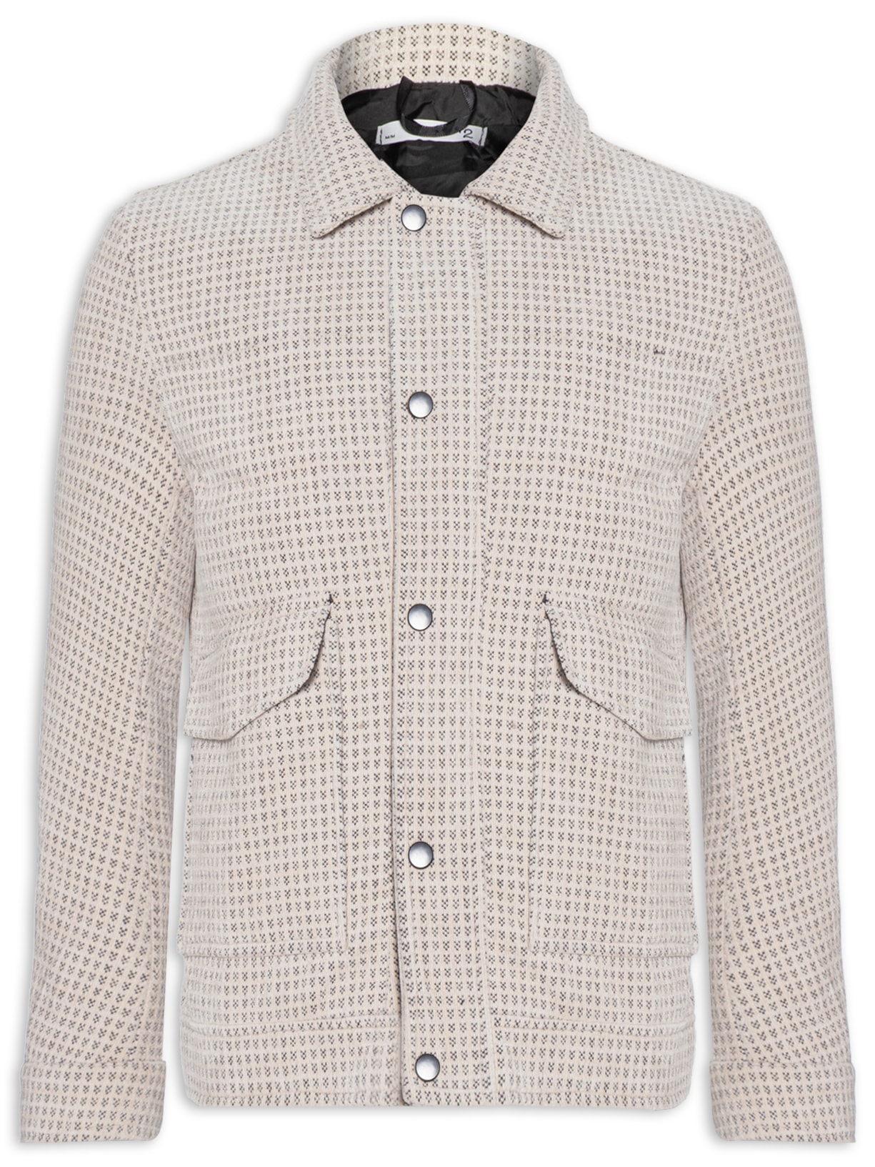 Casaco Masculino Lã Batida Estampado - Cinza