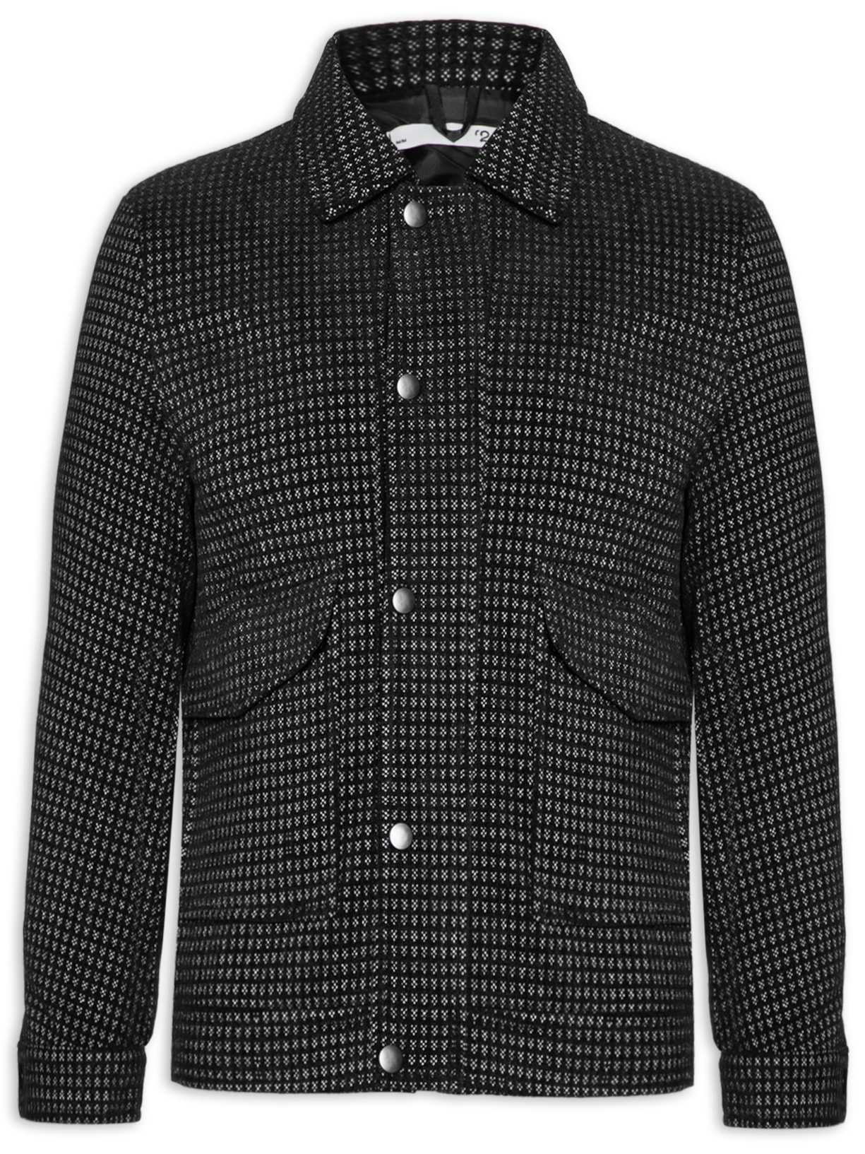 Casaco Masculino Lã Batida Estampado - Preto