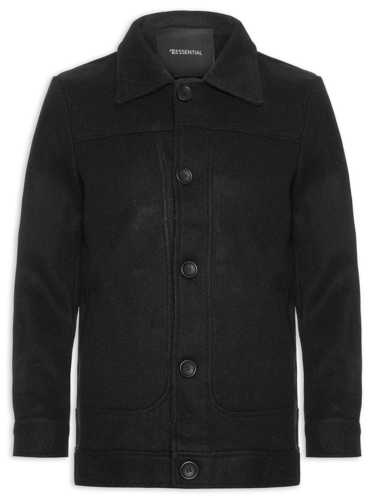 Casaco Masculino Lã Batida Preto '2 Essential