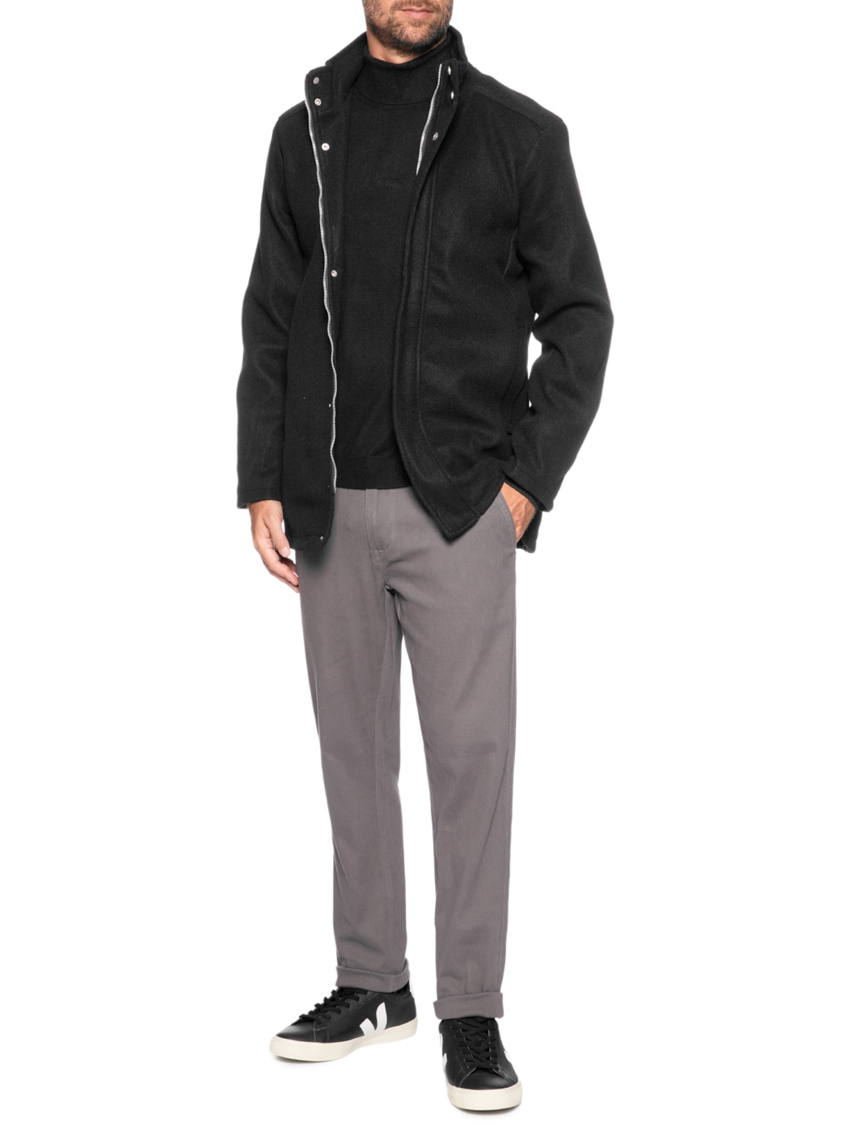 Casaco Masculino Médio Preto '2 Essential