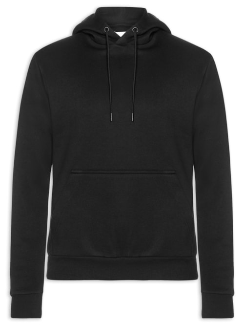 Casaco Masculino Moletom Básico Com Capuz - Preto
