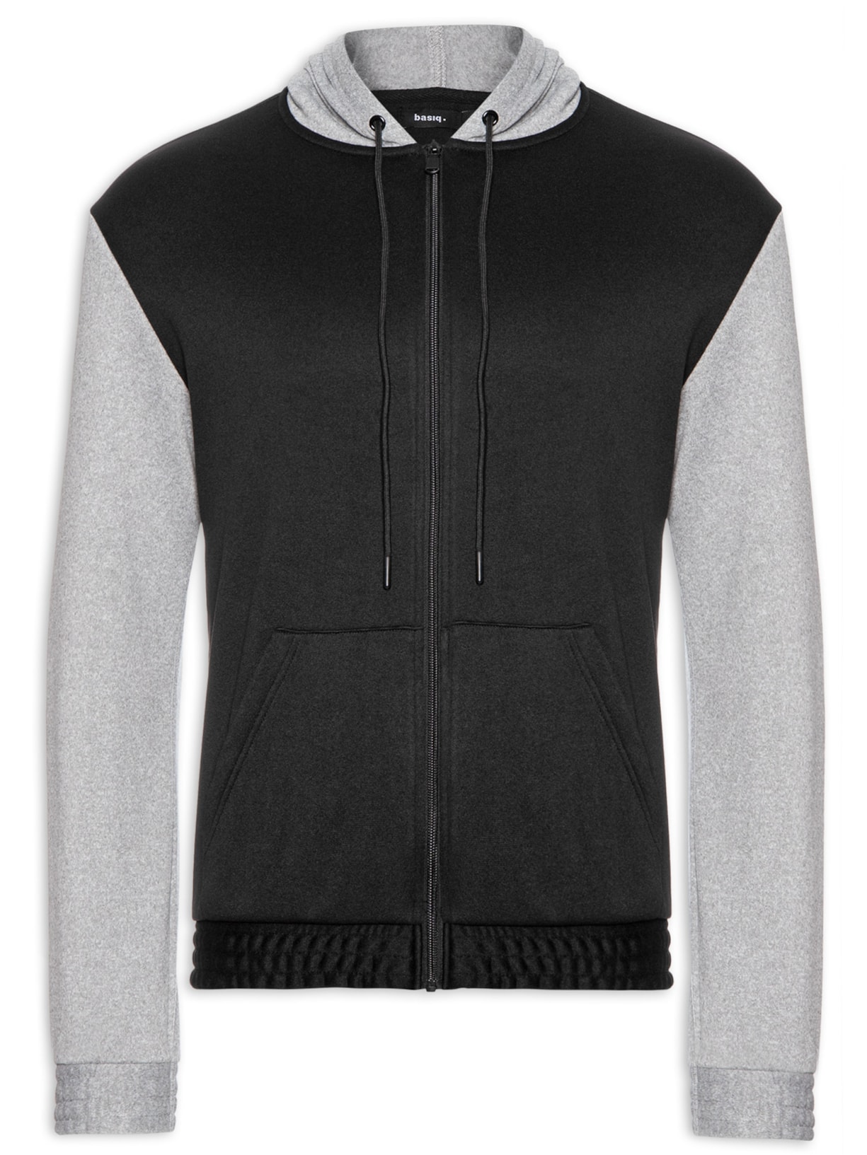 Casaco Masculino Moletom Bicolor - Preto