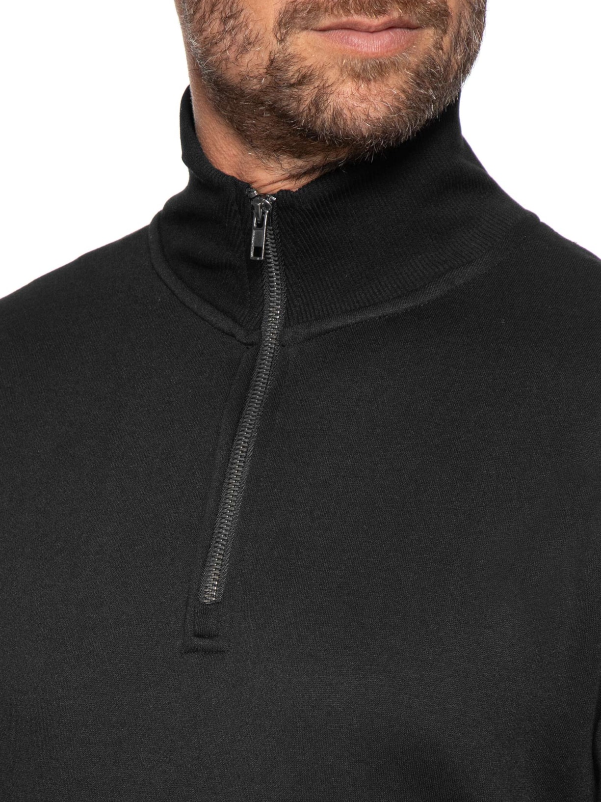 Casaco Masculino Moletom Bradley Half Zip Preto Jack & Jones