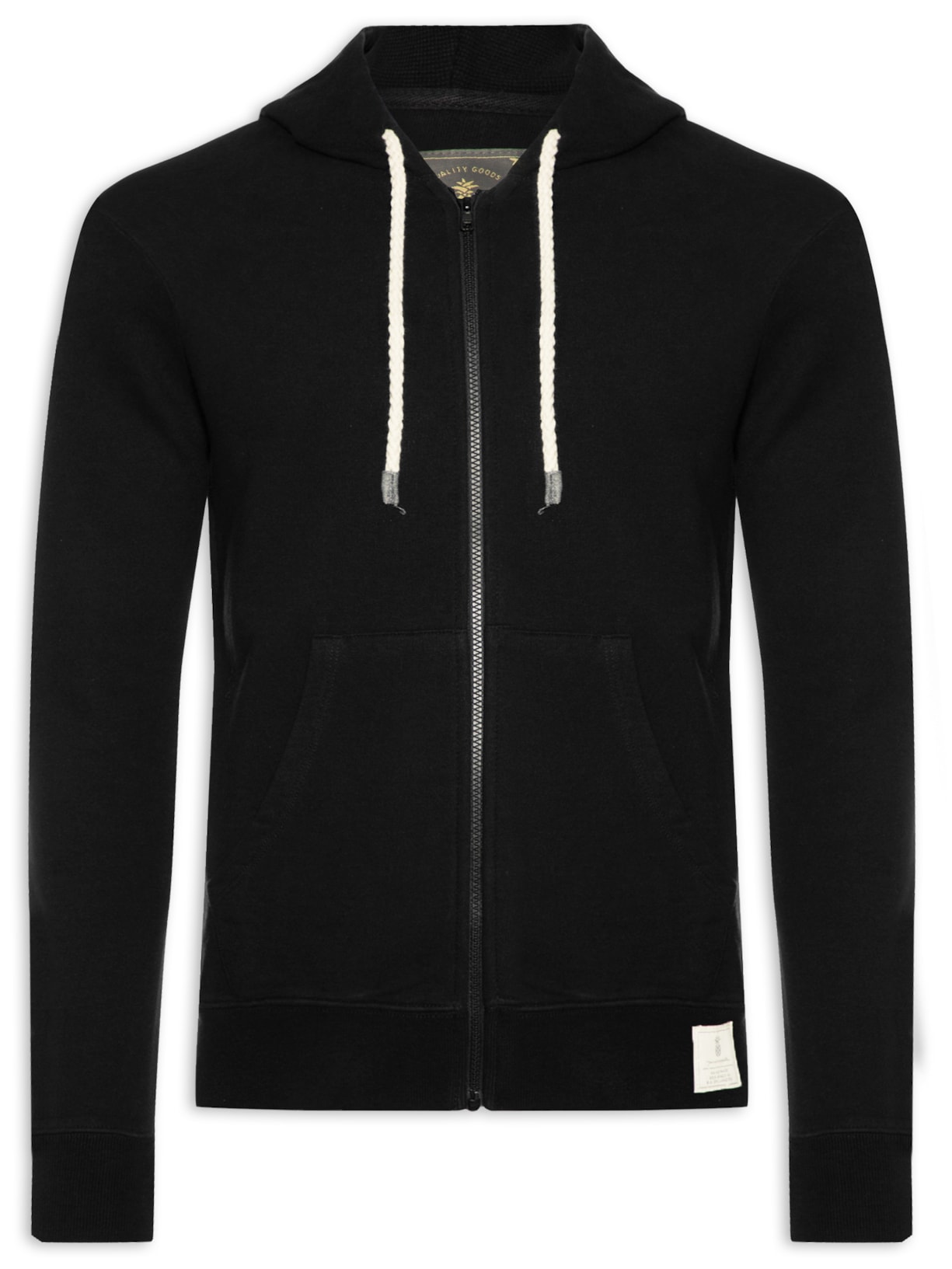 Casaco Masculino Moletom Cangurú Zíper - Preto