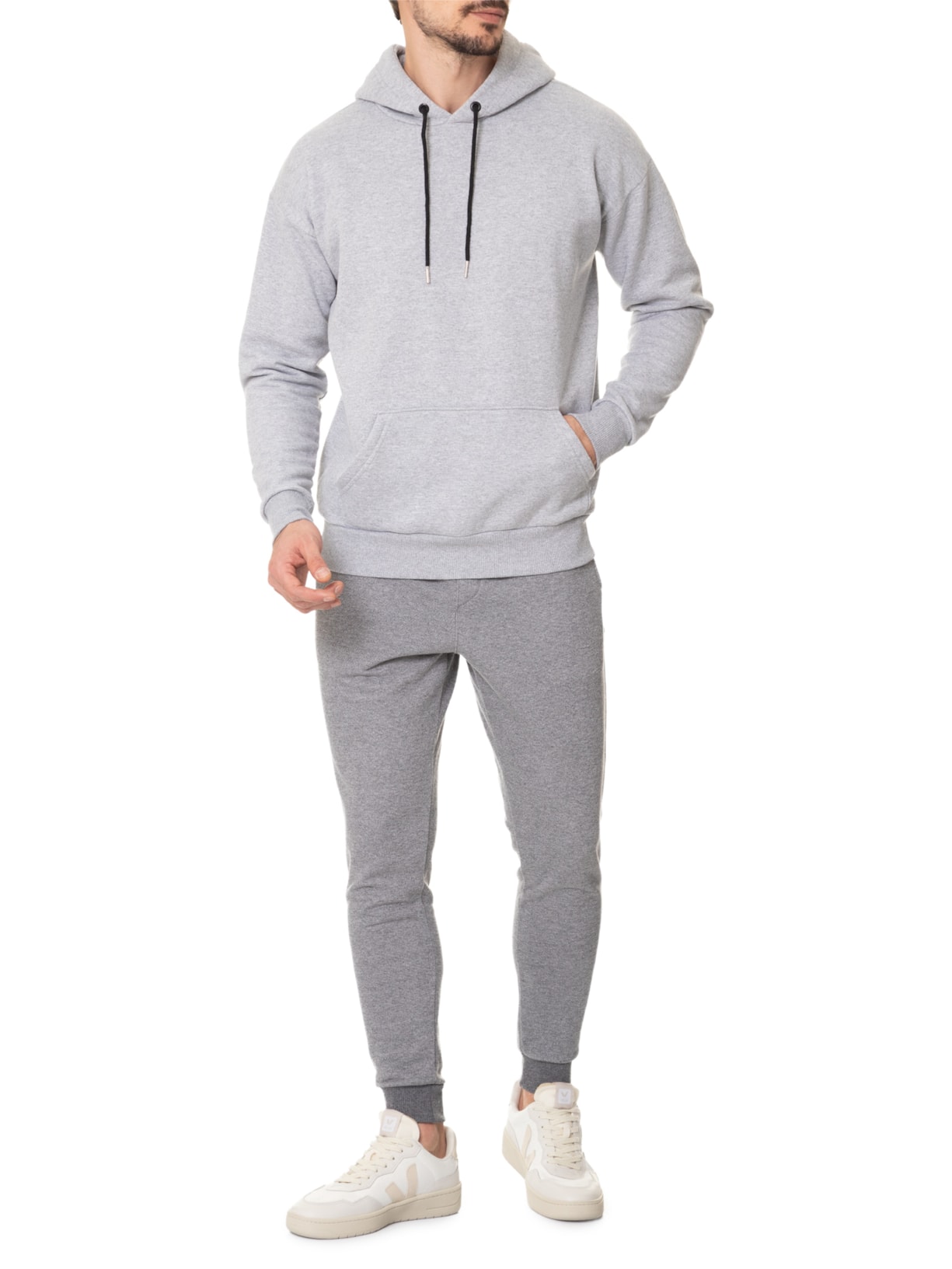 Casaco Masculino Moletom Com Capuz Cinza Basiq Men