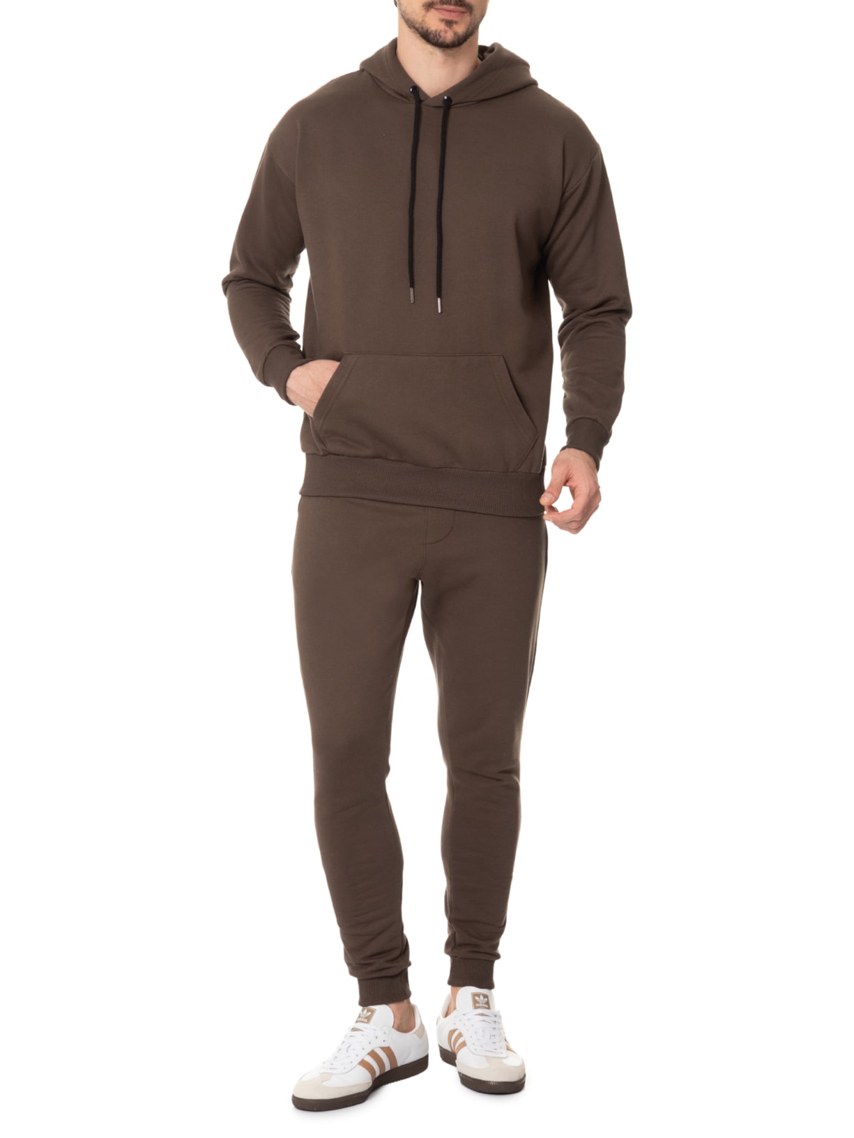 Casaco Masculino Moletom Com Capuz Marrom  Basiq Men