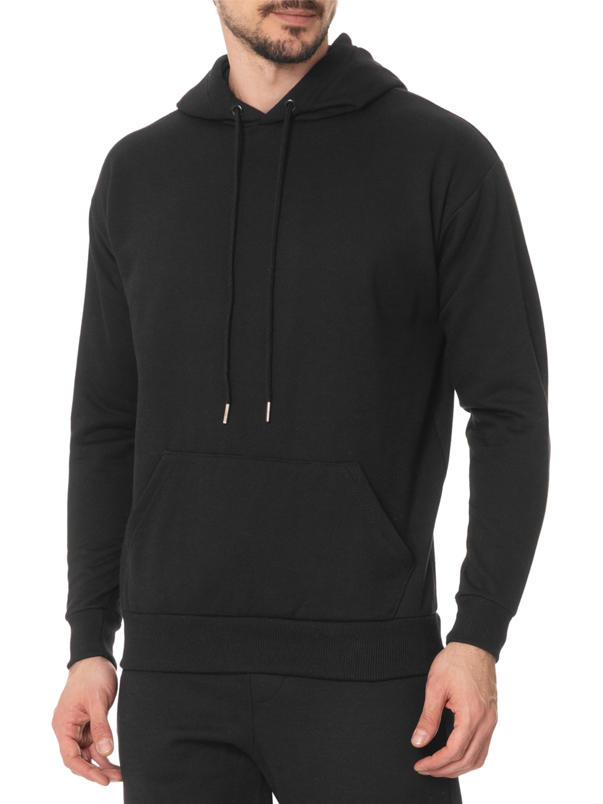 Casaco Masculino Moletom Com Capuz Preto Basiq Men