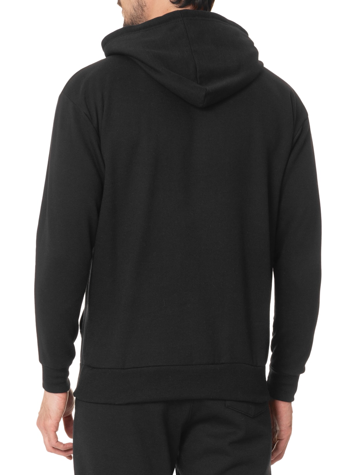 Casaco Masculino Moletom Com Capuz Preto Basiq Men