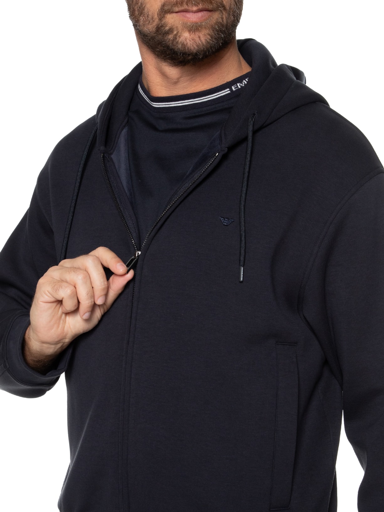 Emporio Armani Casaco Masculino Moletom Felpa Azul Marinho