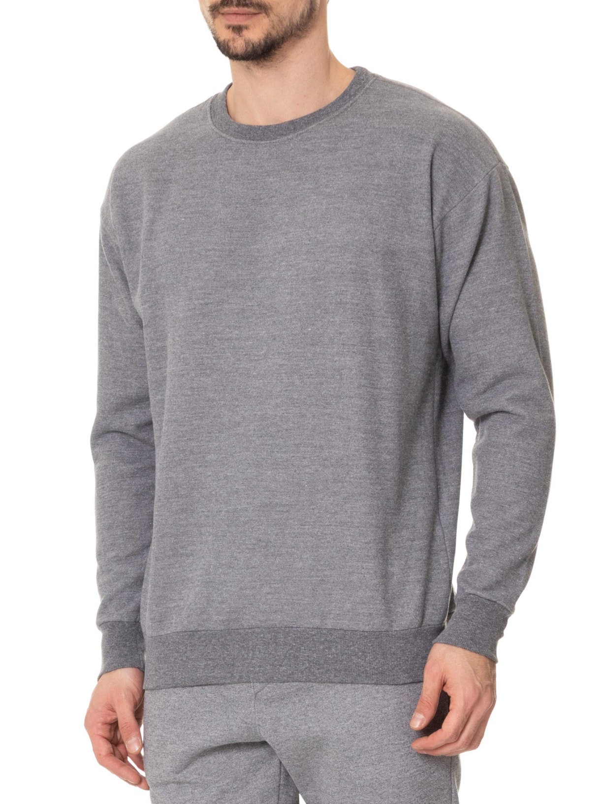 Casaco Masculino Moletom Gola Careca Cinza Basiq Men