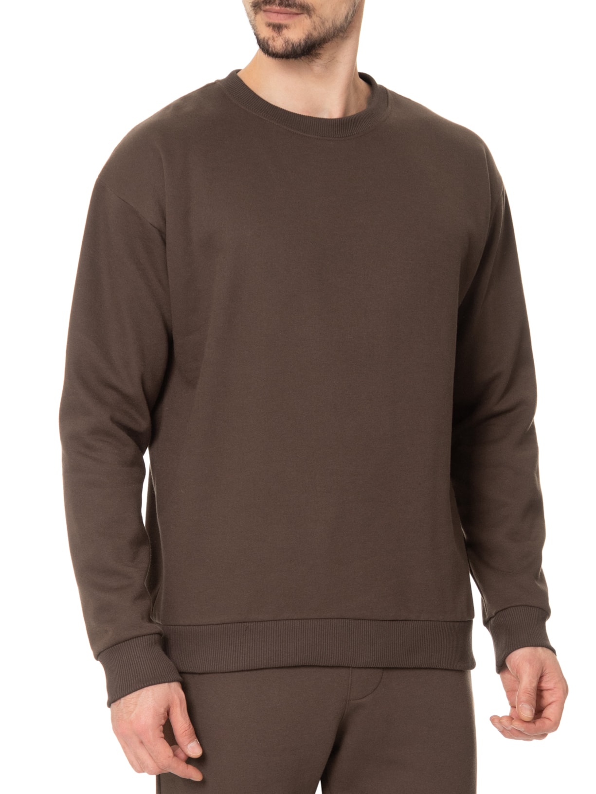 Casaco Masculino Moletom Gola Careca Marrom Basiq Men