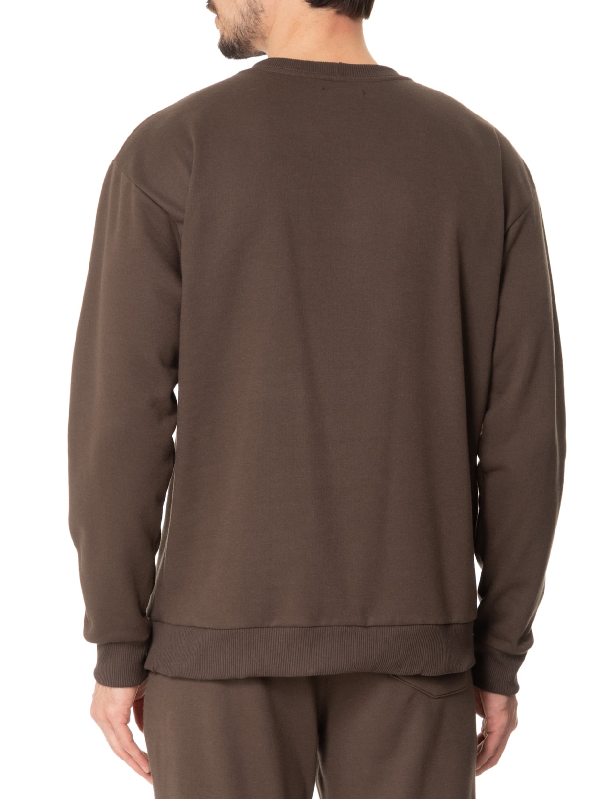 Casaco Masculino Moletom Gola Careca Marrom Basiq Men