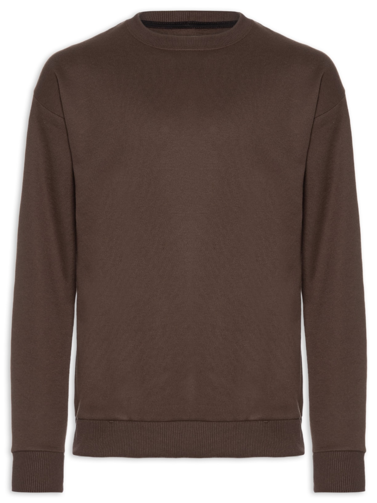 Casaco Masculino Moletom Gola Careca Marrom Basiq Men