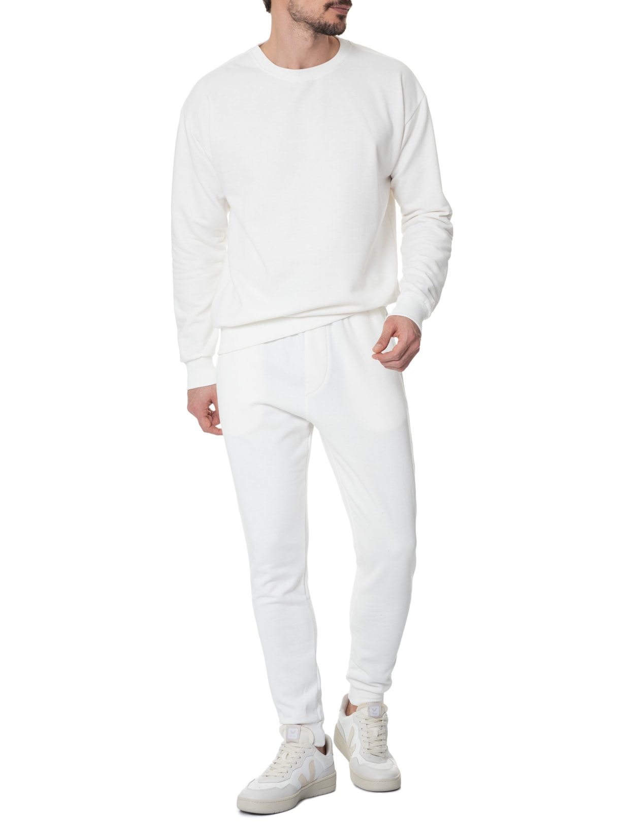 Casaco Masculino Moletom Gola Careca Off White Basiq Men