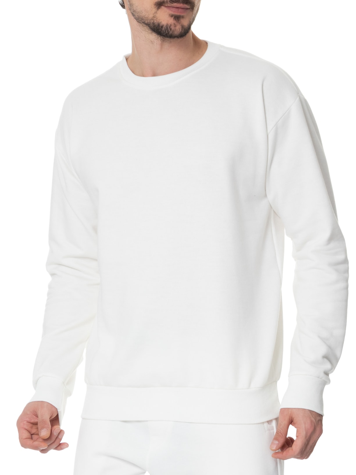 Casaco Masculino Moletom Gola Careca Off White Basiq Men