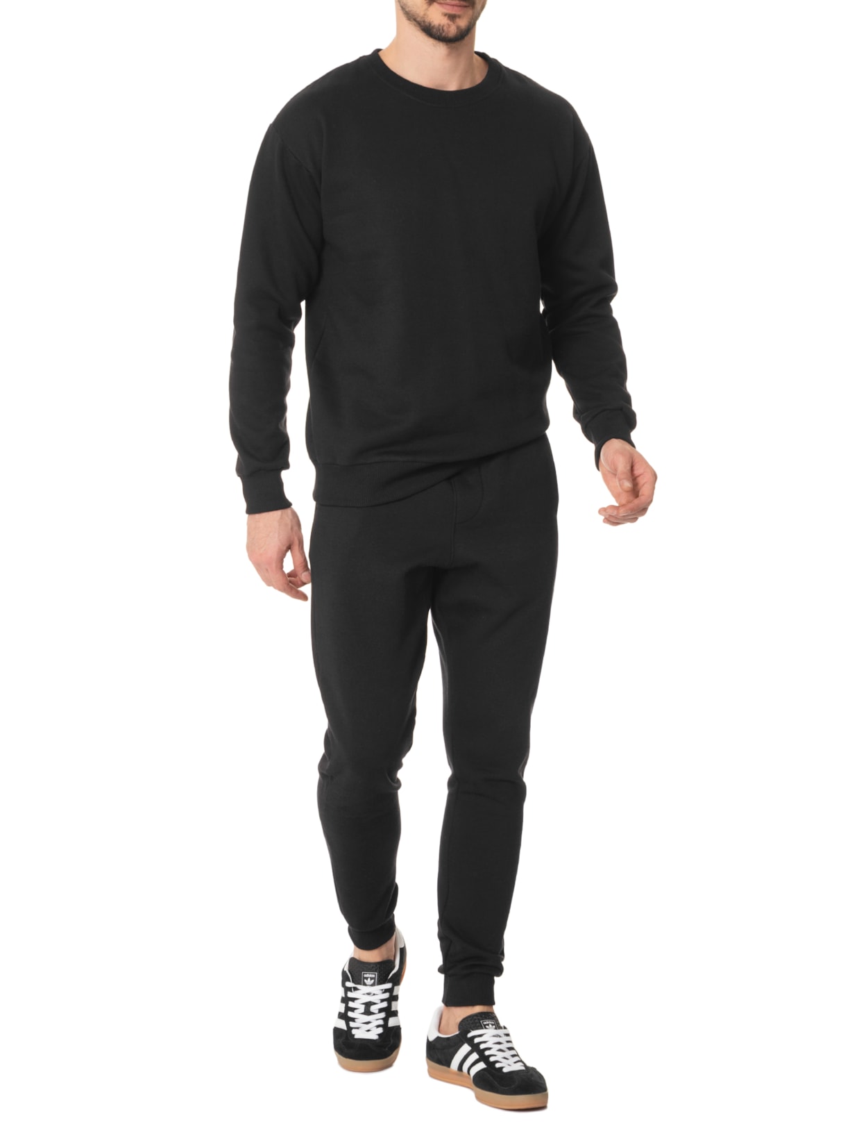 Casaco Masculino Moletom Gola Careca Preto  Basiq Men