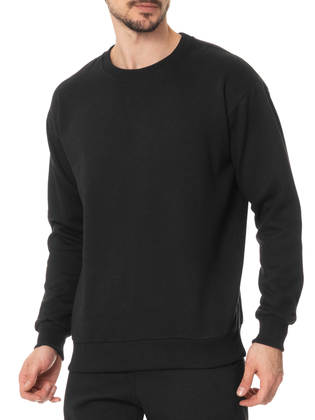 Casaco Masculino Moletom Gola Careca Preto  Basiq Men