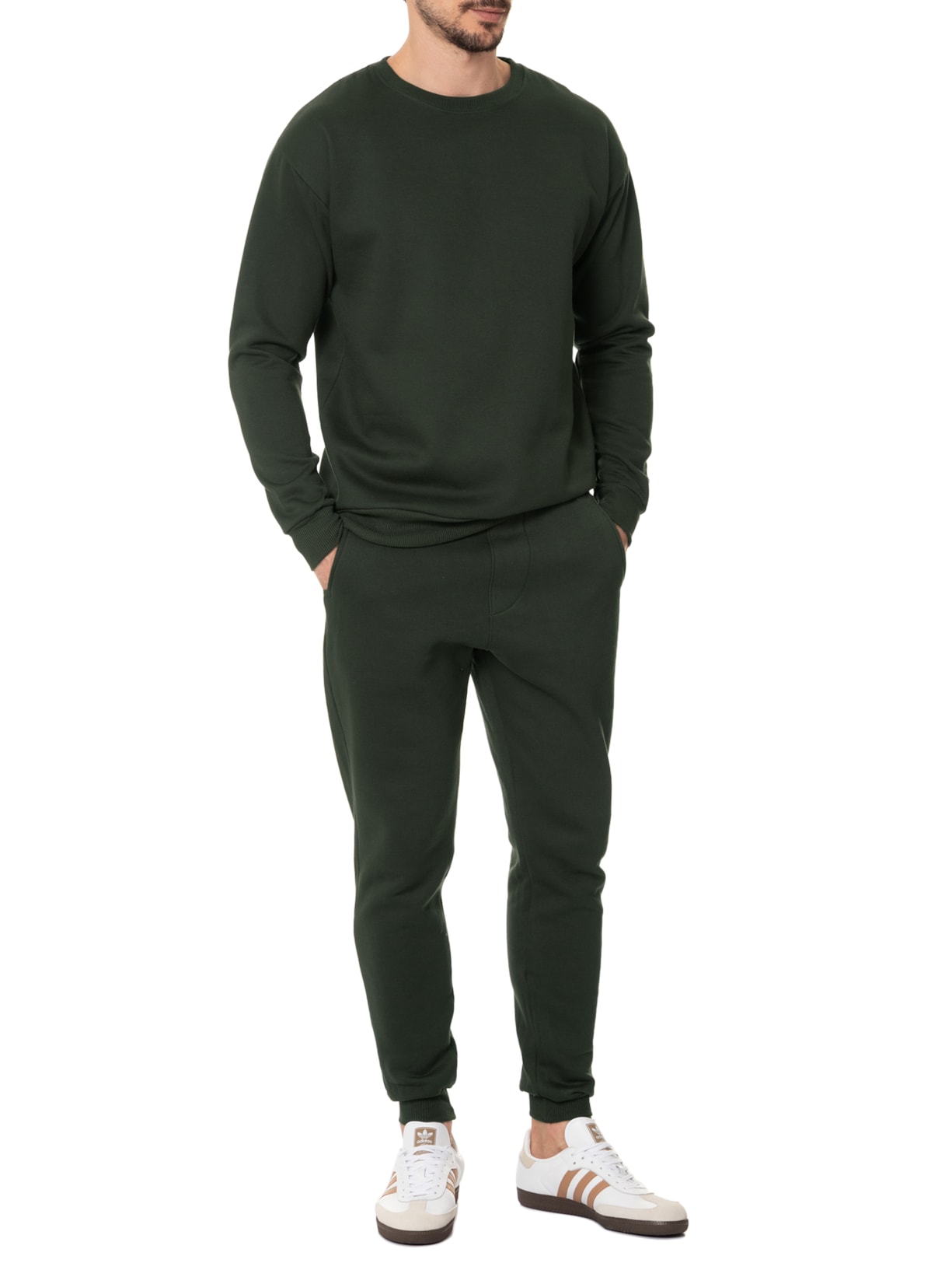 Casaco Masculino Moletom Gola Careca Verde Basiq Men