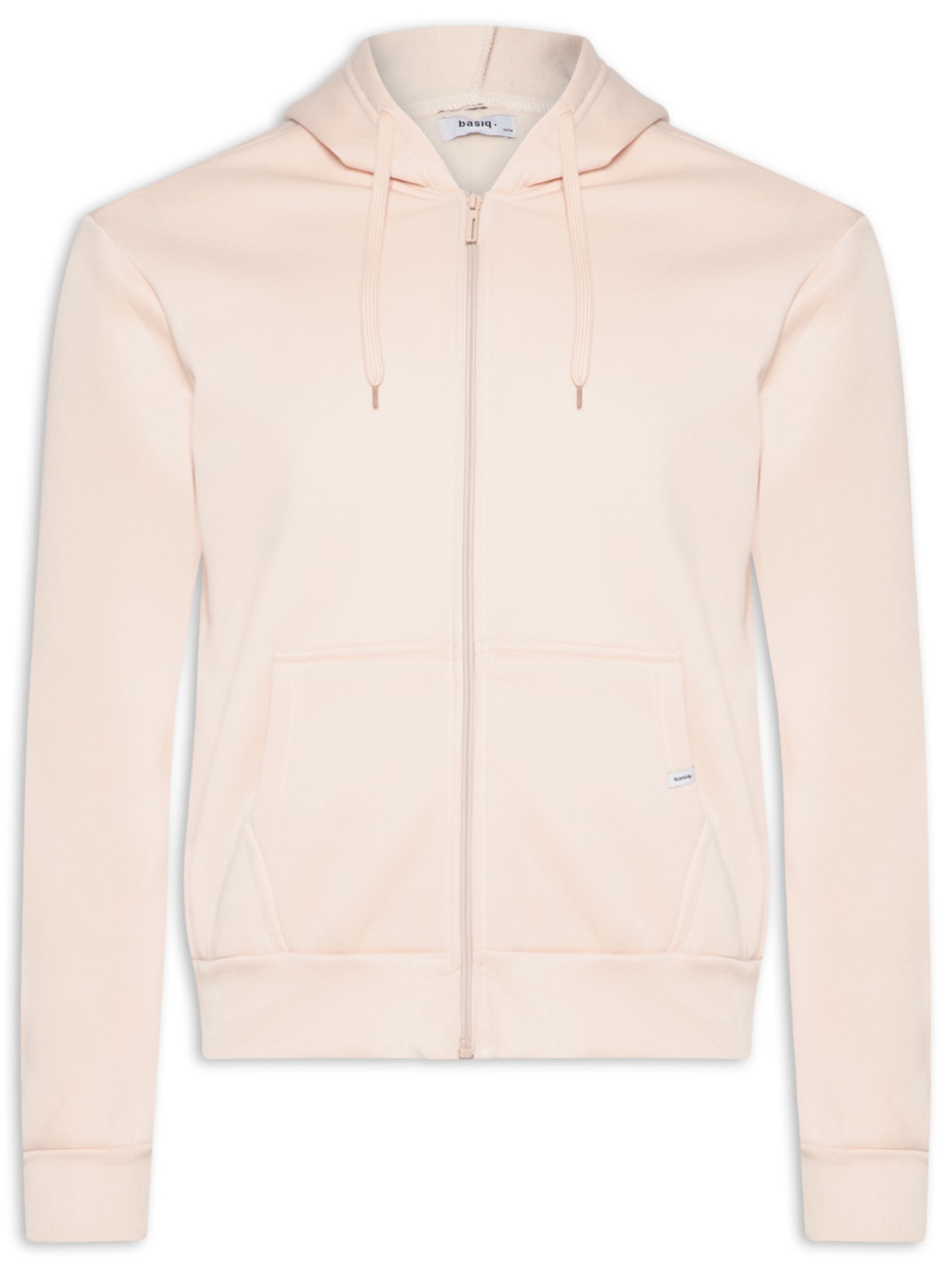 Casaco Masculino Moletom Zíper Com Gorro - Bege