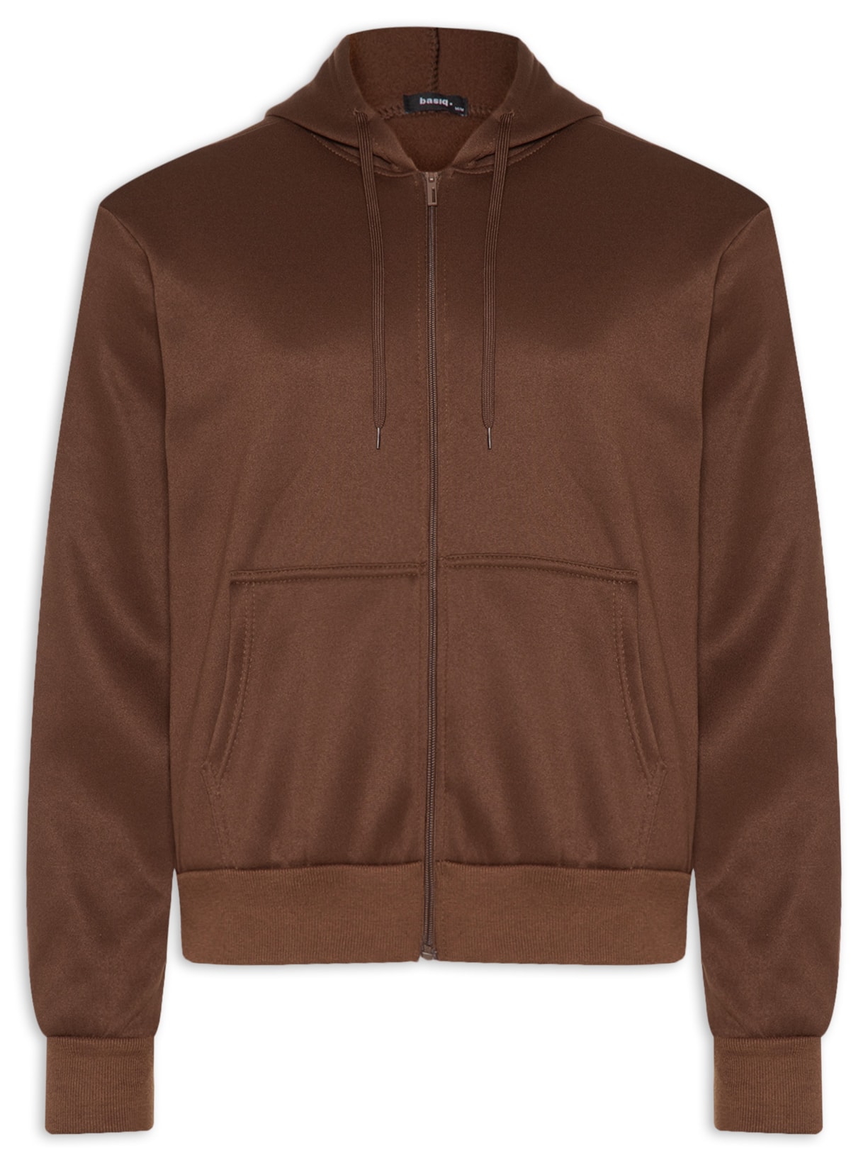 Casaco Masculino Moletom Zíper Com Gorro - Marrom