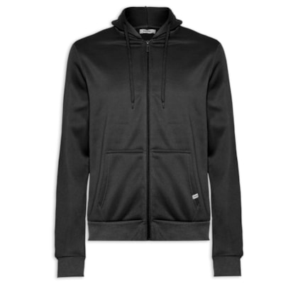Casaco Masculino Moletom Zíper Com Gorro - Preto