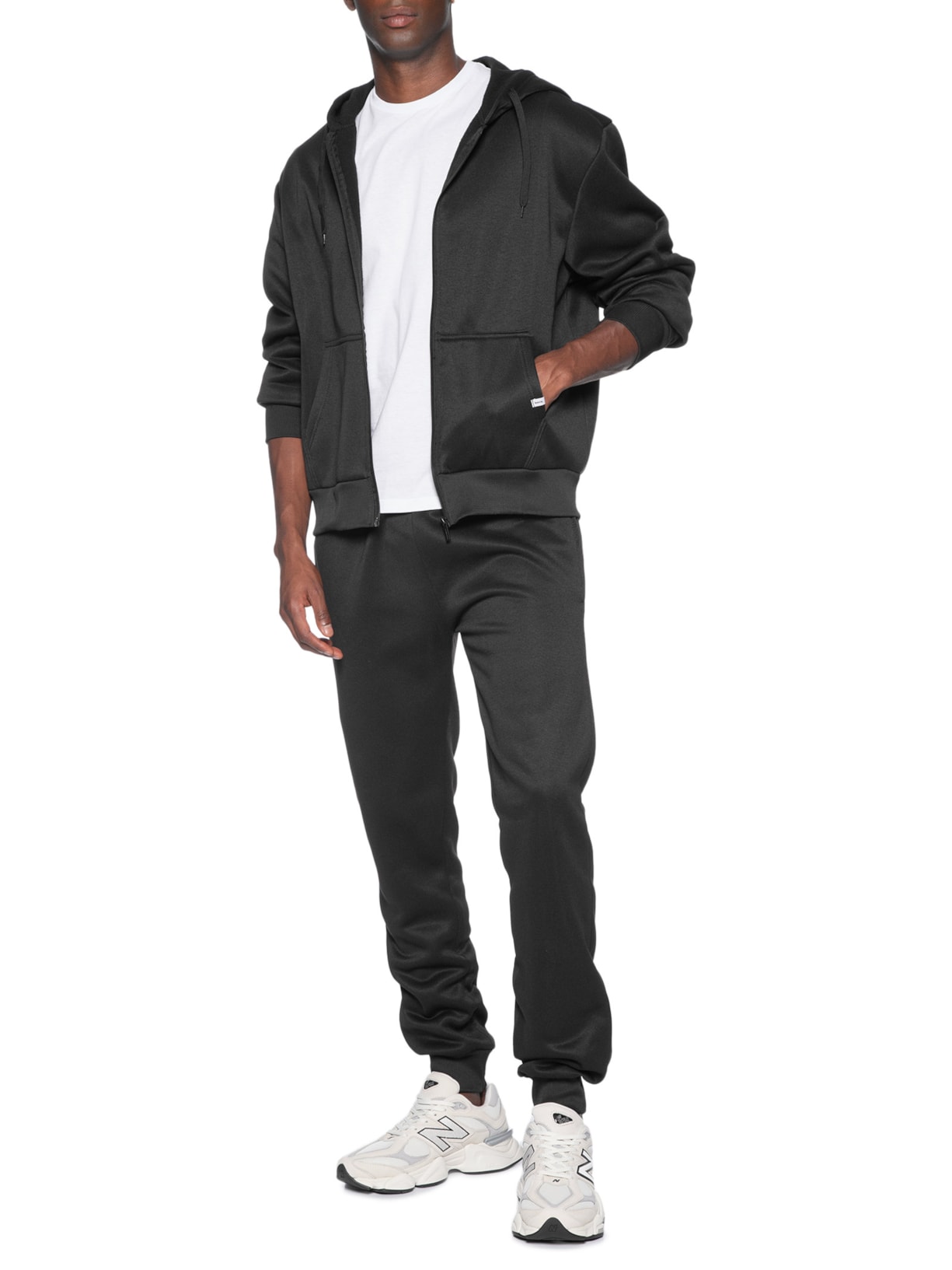 Casaco Masculino Moletom Zíper Com Gorro Preto Basiq Men