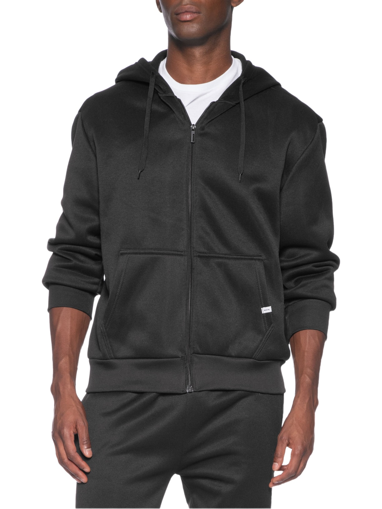 Casaco Masculino Moletom Zíper Com Gorro Preto Basiq Men