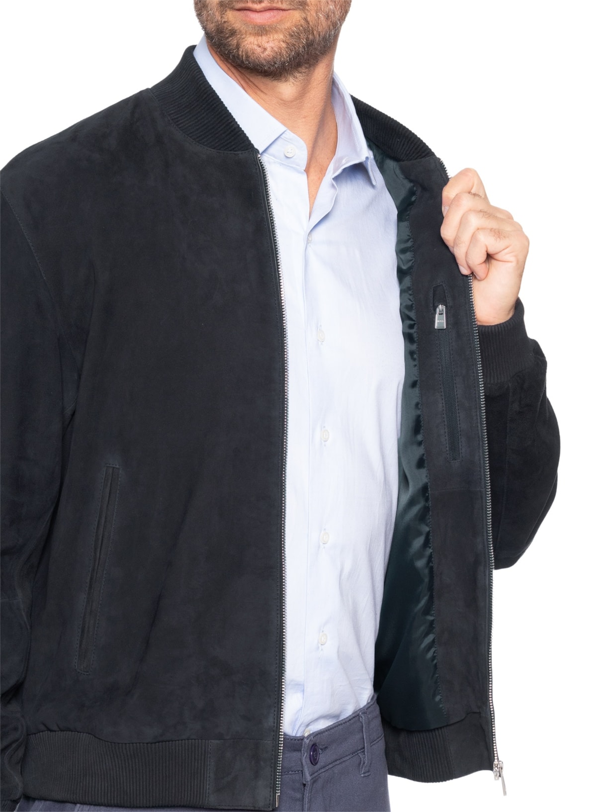 Casaco Masculino Regular Fit Em Camurça H-Muller Azul Boss